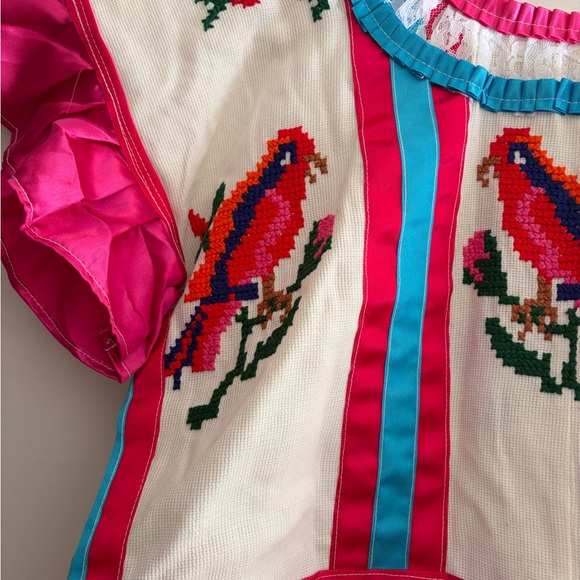 Handmade Embroidered Mexican Huipil Top Dress Oaxaca Hand Sewn Artisan Vintage - Picture 3 of 10